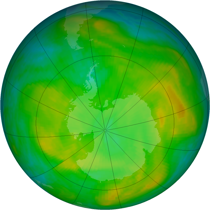 Antarctic ozone map for 19 December 1980